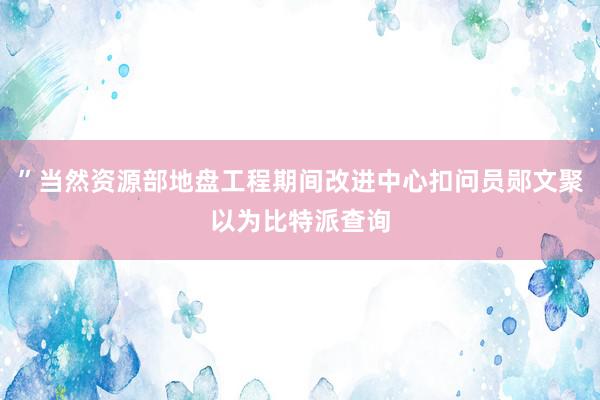 ”当然资源部地盘工程期间改进中心扣问员郧文聚以为比特派查询