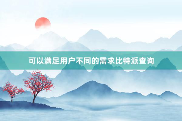 可以满足用户不同的需求比特派查询