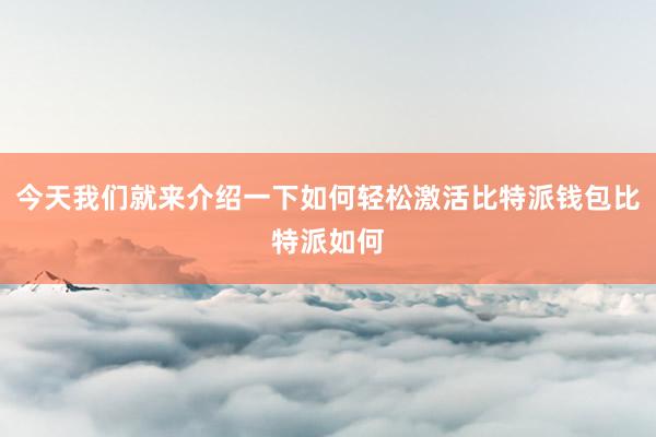 今天我们就来介绍一下如何轻松激活比特派钱包比特派如何