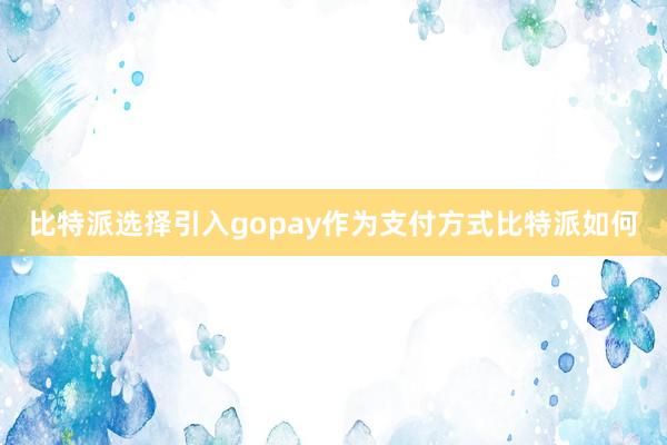 比特派选择引入gopay作为支付方式比特派如何