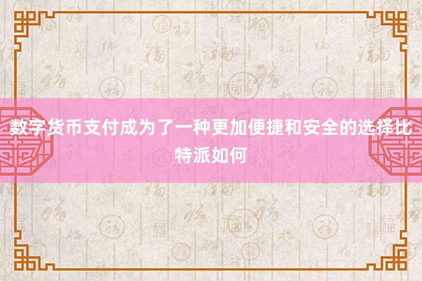 数字货币支付成为了一种更加便捷和安全的选择比特派如何