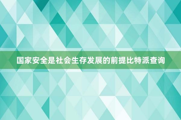 国家安全是社会生存发展的前提比特派查询