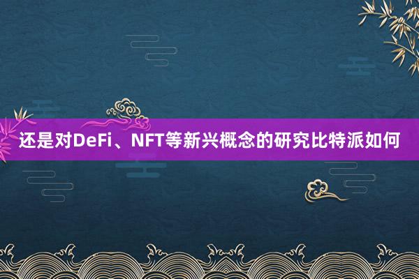 还是对DeFi、NFT等新兴概念的研究比特派如何