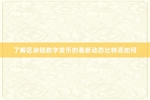 了解区块链数字货币的最新动态比特派如何