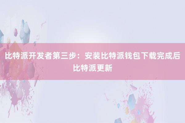 比特派开发者第三步：安装比特派钱包下载完成后比特派更新