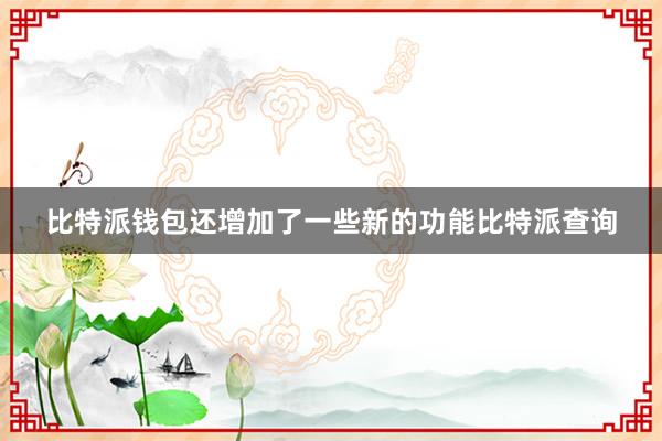 比特派钱包还增加了一些新的功能比特派查询