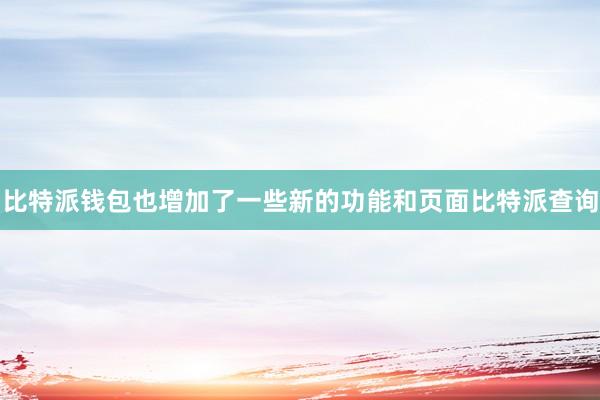 比特派钱包也增加了一些新的功能和页面比特派查询