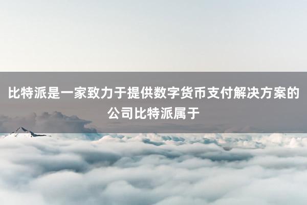 比特派是一家致力于提供数字货币支付解决方案的公司比特派属于