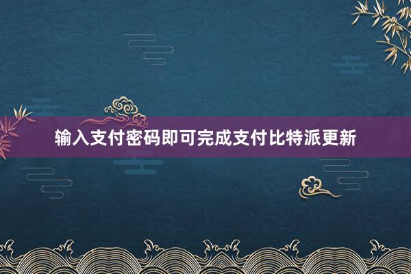 输入支付密码即可完成支付比特派更新